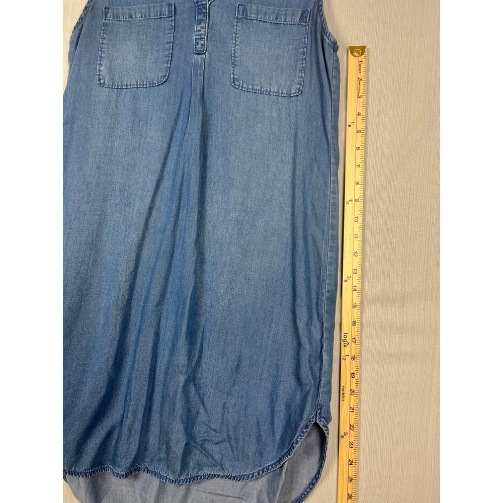 Merona Womens S Blue Lyocell Shift Dress Sleeveless Hi-Lo Hem Casual - Picture 9 of 10